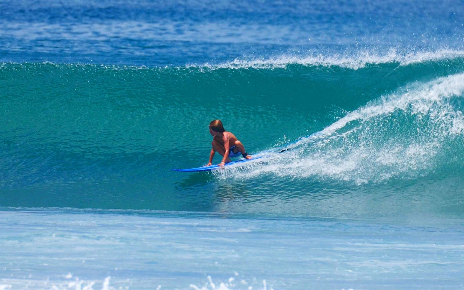 image of young boy surving a wave