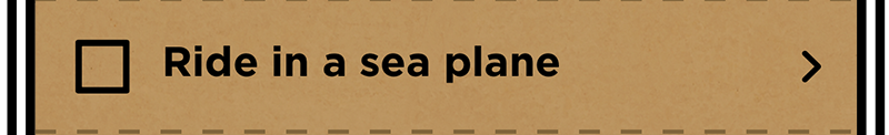 screenshot from iPhone app with bucket list item: ride in a sea plane